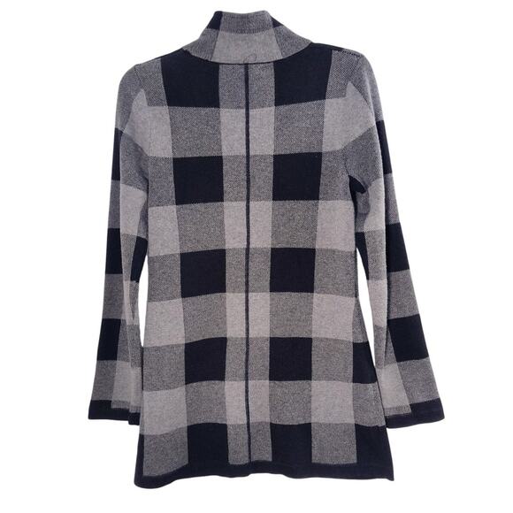 Adrienne Vittadini Cardigan Women's Size S Black Gray Check Full Zip Pockets - Picture 4 of 12